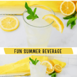 A refreshing lemonade recipe for one, garnished with mint and lemon slices, promoted as a delightful summer beverage.